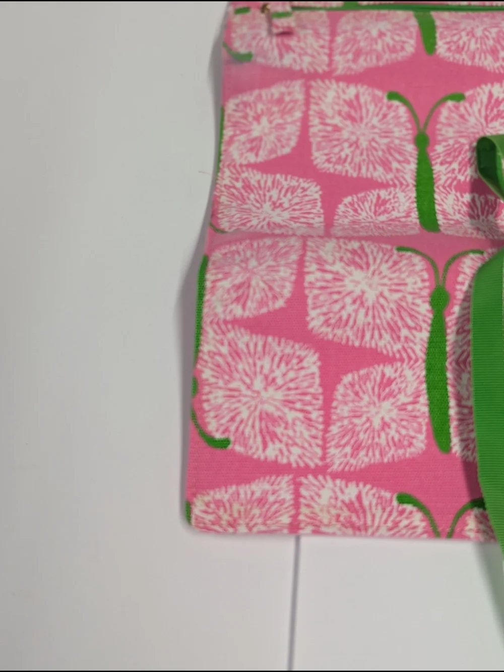 Lilly Pulitzer Jewelry Roll Pink Green Travel Organizer Case Floral Roll Up Pouc